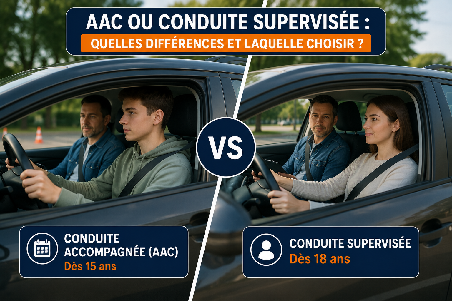 Comparaison entre la conduite accompagnée dès 15 ans et la conduite supervisée dès 18 ans