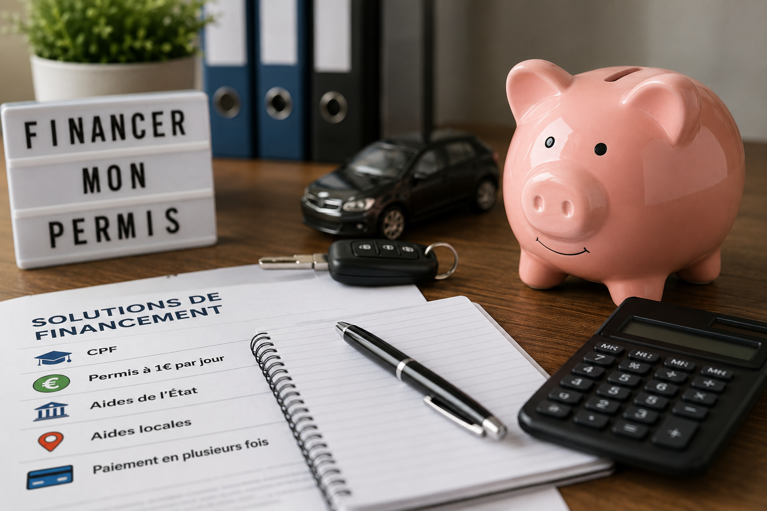 Tirelire, calculatrice et liste des solutions de financement du permis de conduire